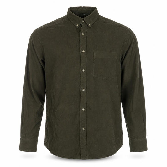 ASOS DESIGN Men's Green Corduroy Button-Up Shirt S 38in Regular Fit