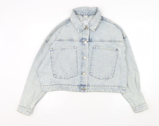 Primark Women’s Blue Denim Cropped Jacket XL Casual Button Up