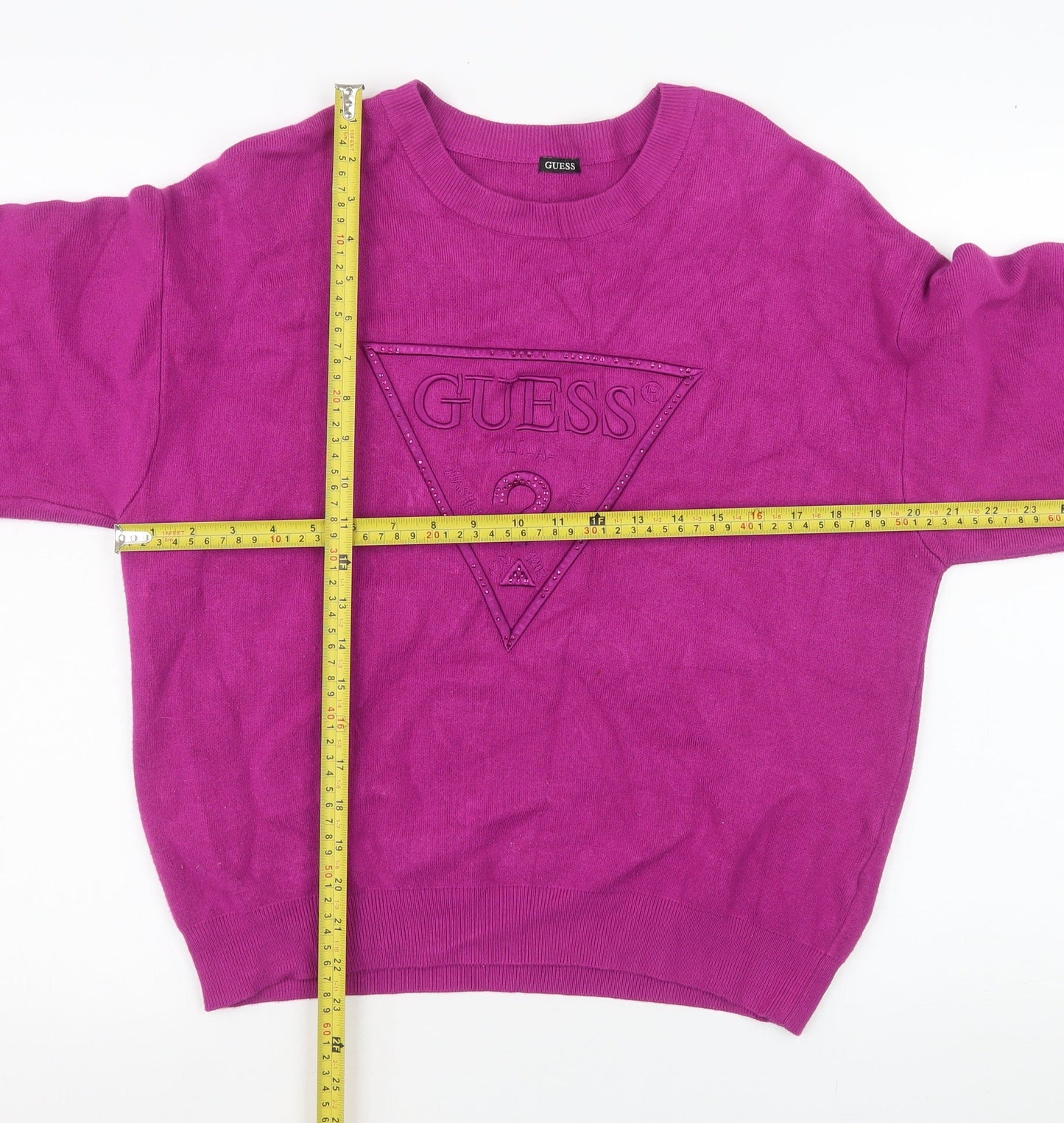 GUESS Womens Pink Logo Pullover Sweatshirt Size M UK 8