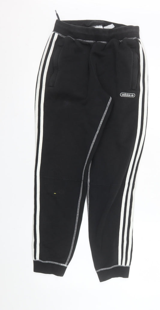 Adidas Men's Black Jogger Sweatpants S Regular Fit Side Stripe