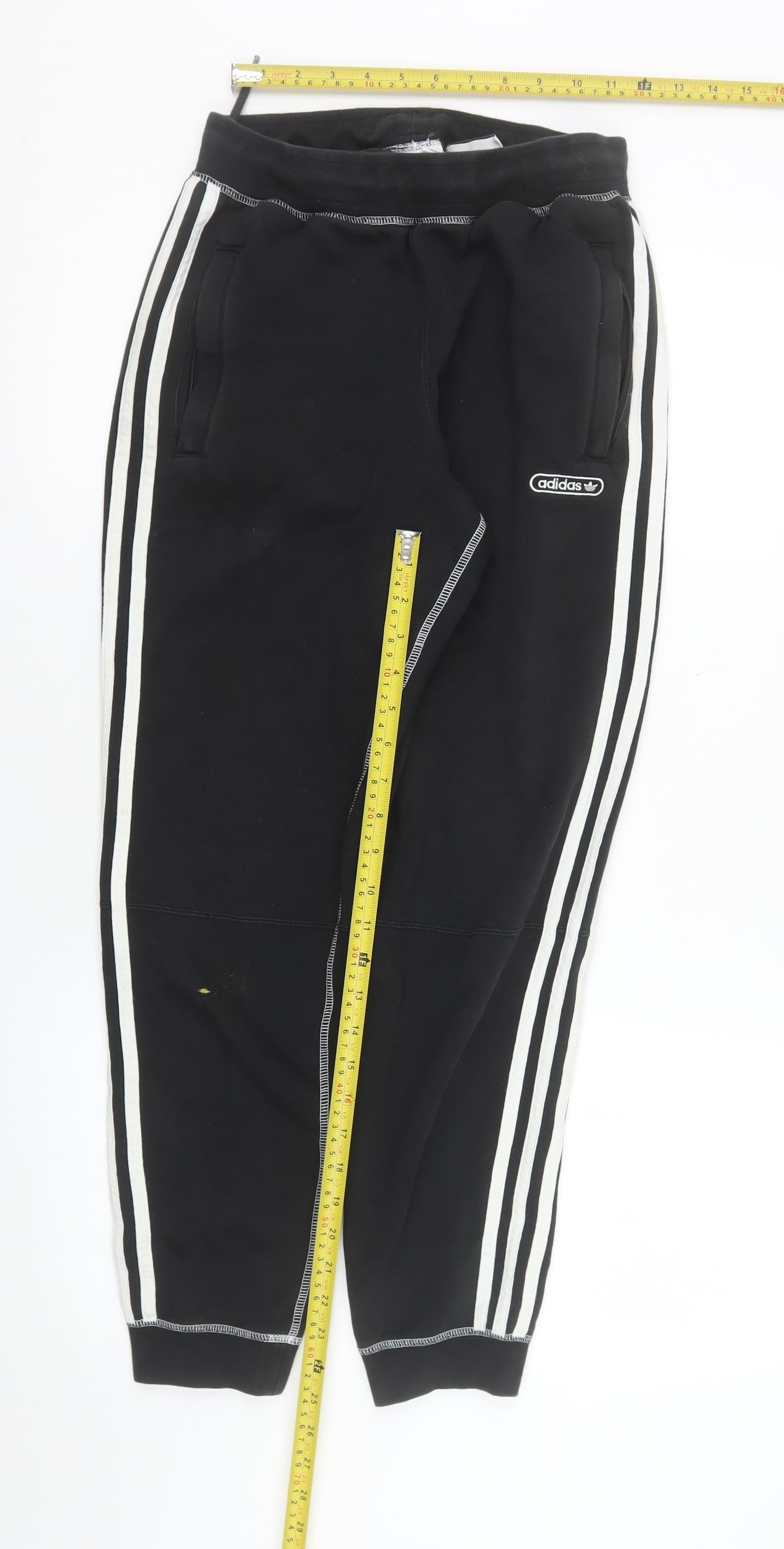 Adidas Men's Black Jogger Sweatpants S Regular Fit Side Stripe