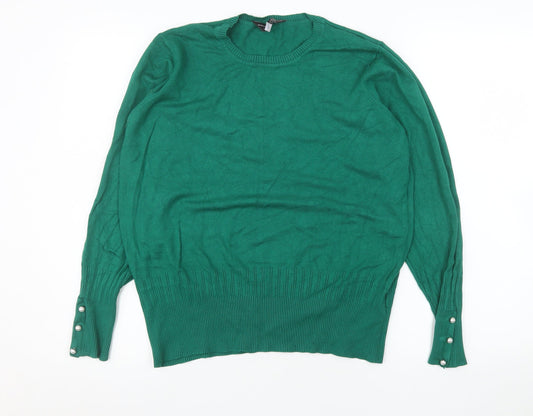 Dorothy Perkins Womens Green Crew Neck Long Sleeve Jumper Size 18