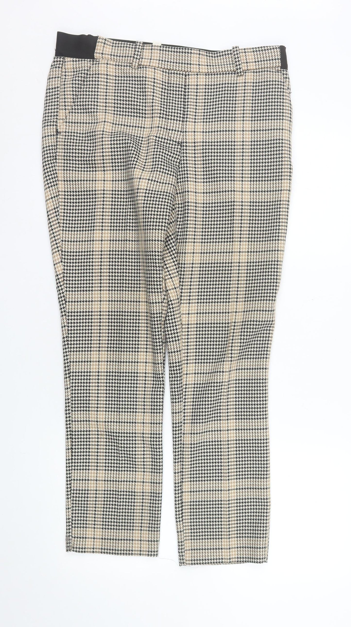 H&M Women’s Beige Check Slim Tapered Trousers Size 14