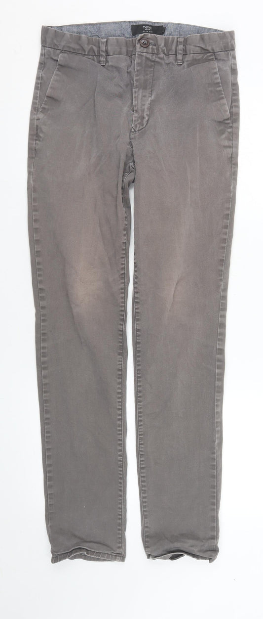 Next Men's Grey Slim Fit Chino Trousers 30W 33L Cotton Blend