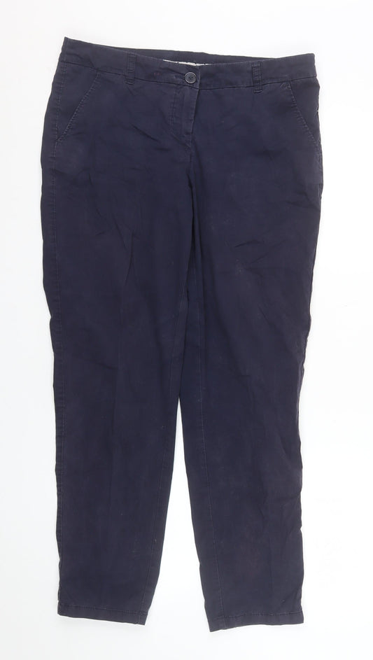 Avenue Women’s Blue Chino Trousers Size 12-14 Cotton Blend Stretch
