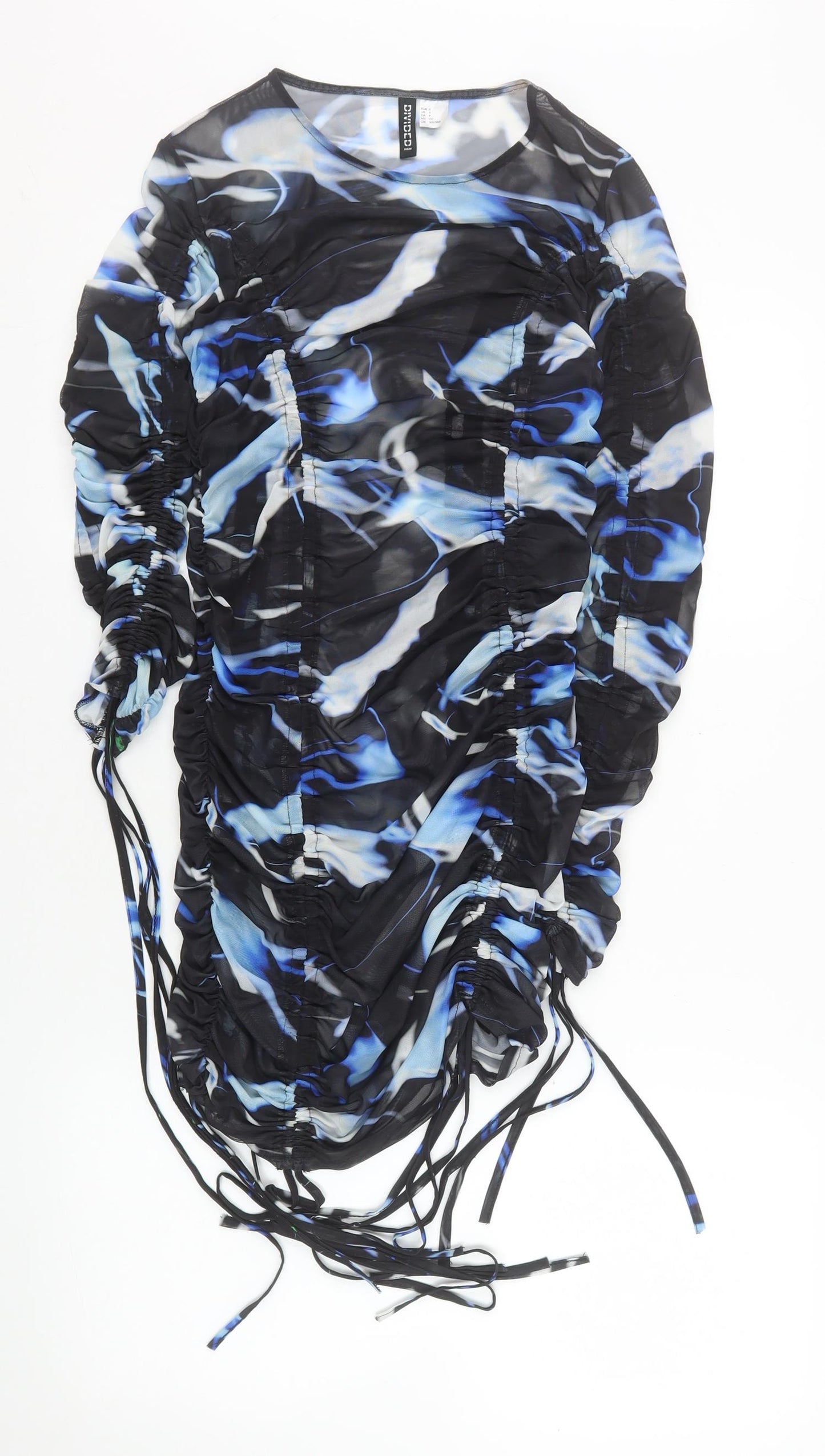H&M Divided Women's Multicoloured Bodycon Mesh Ruched Dress Size S