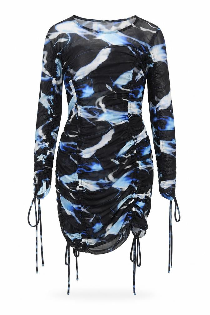 H&M Divided Women's Multicoloured Bodycon Mesh Ruched Dress Size S