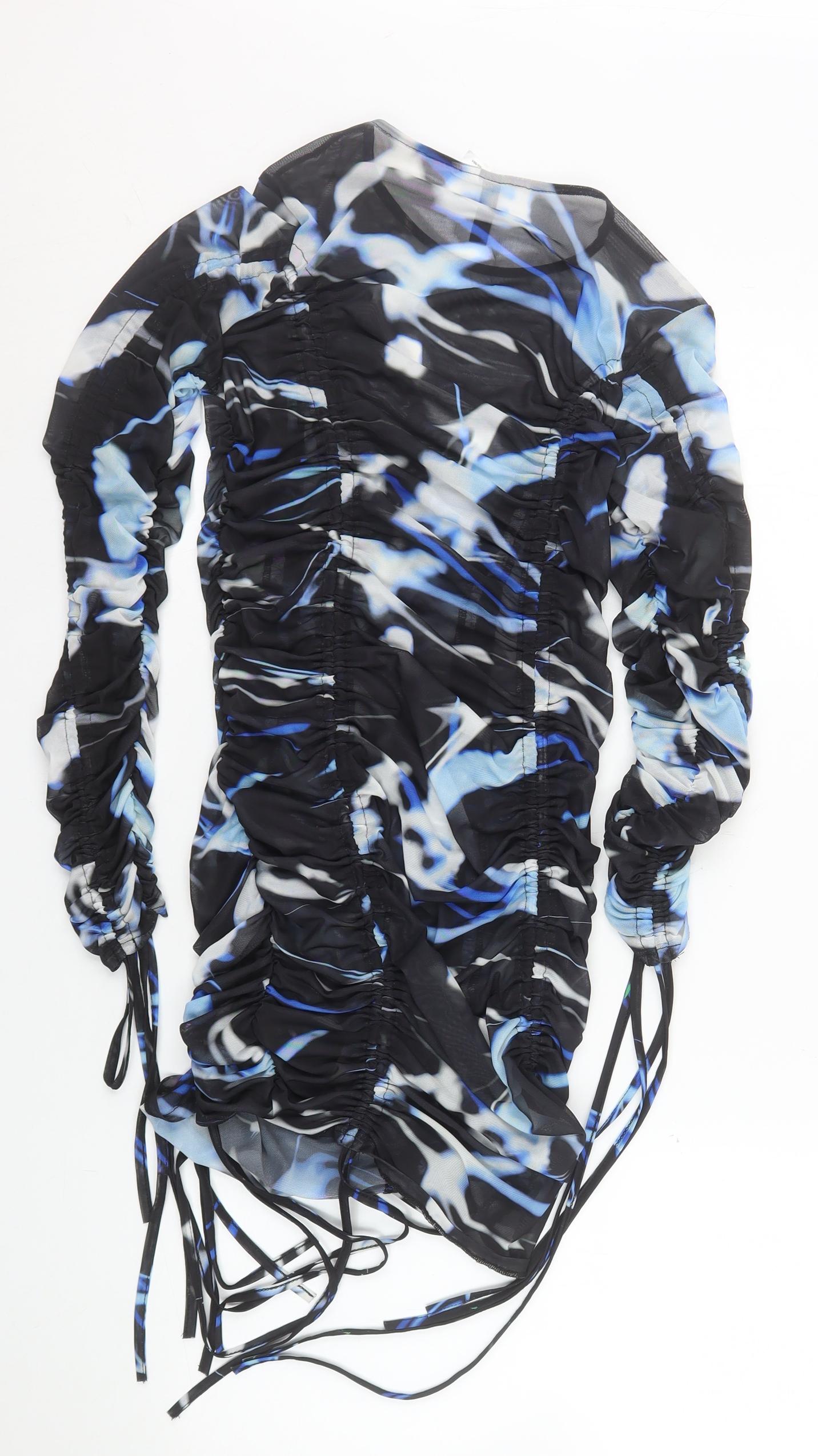 H&M Divided Women's Multicoloured Bodycon Mesh Ruched Dress Size S