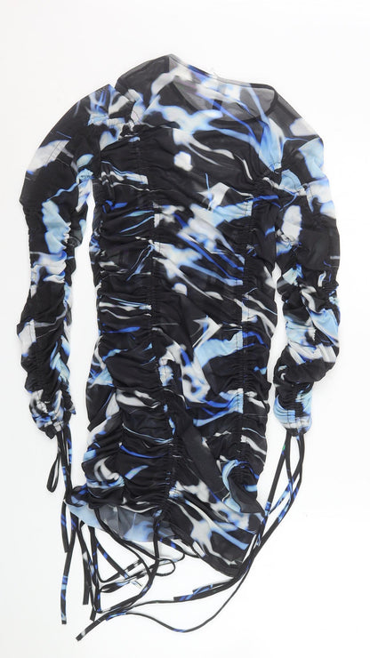H&M Divided Women's Multicoloured Bodycon Mesh Ruched Dress Size S