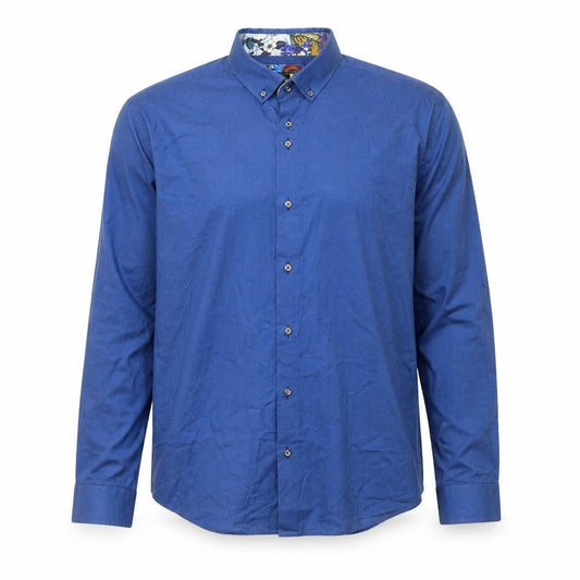Mauro Puccini Men’s Blue Cotton Slim Fit Long Sleeve Button-Up Shirt XL