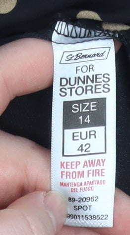 Dunnes Stores Women’s Black Polka Dot Long Sleeve Blouse Size 14