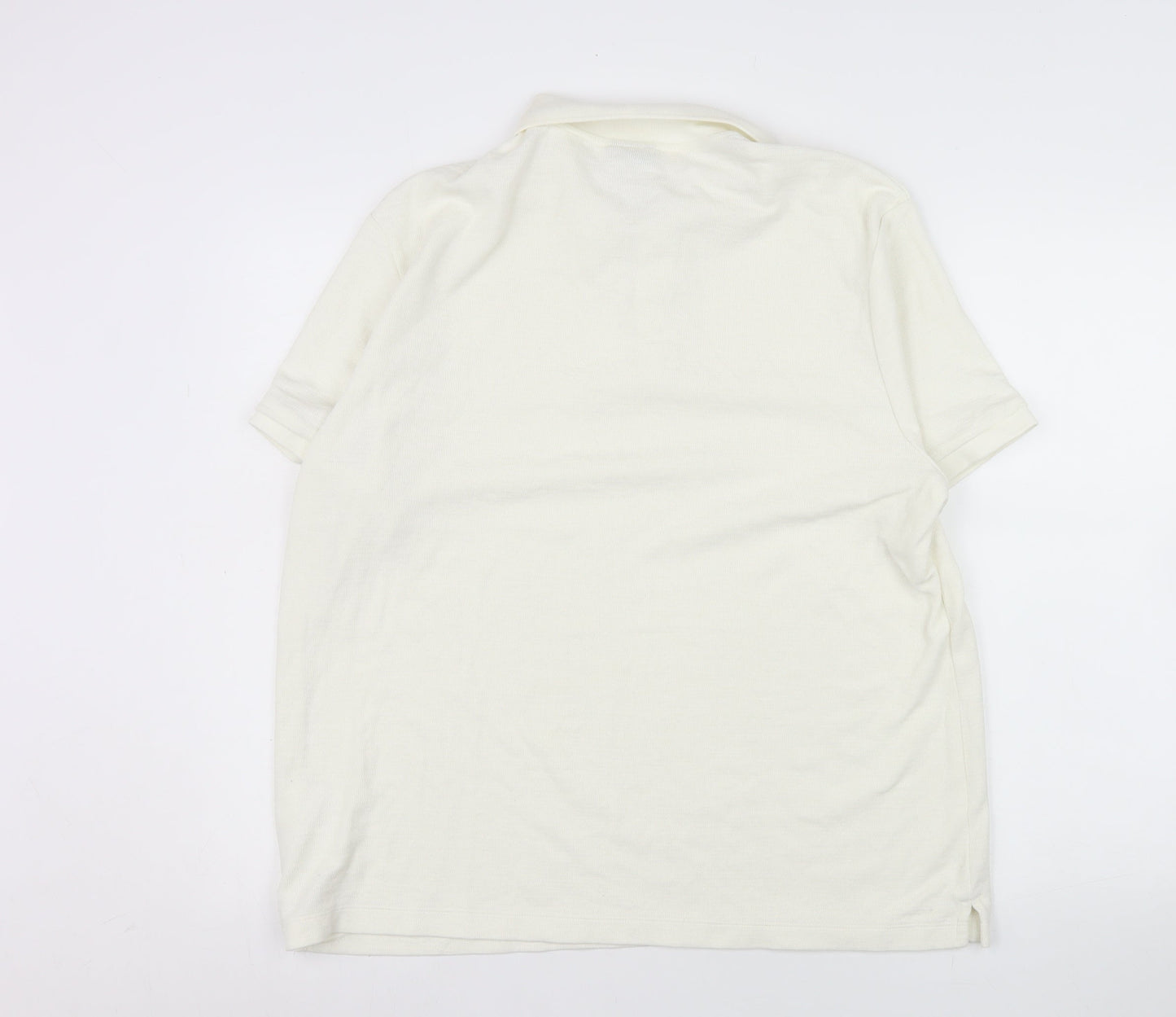 H&M Men’s Ivory Slim Fit Polo Shirt XL Short Sleeve Cotton Blend