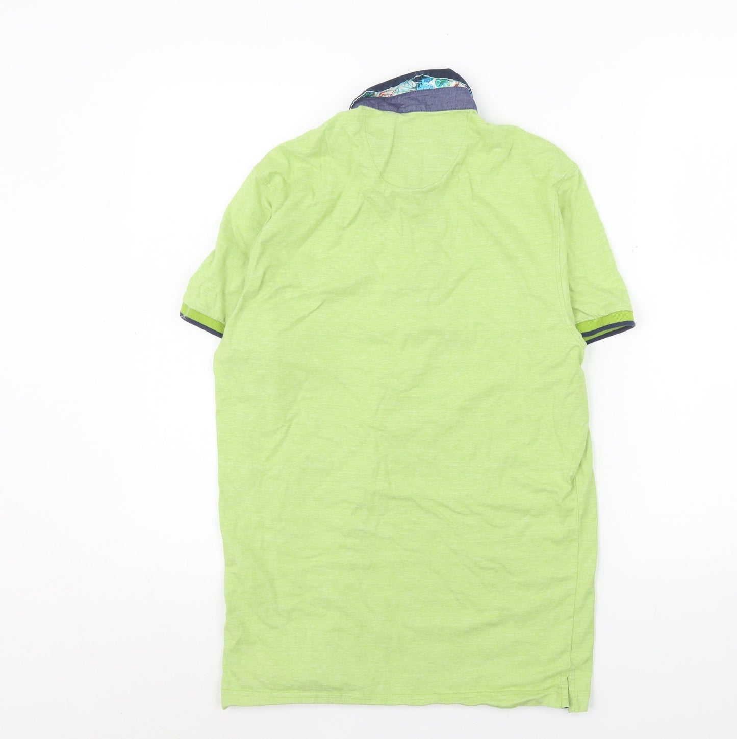Dario Beltran Men's Green Cotton Short Sleeve Polo Shirt M