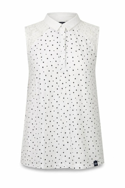 Superdry Womens White Collared Sleeveless Star Print Blouse Size M