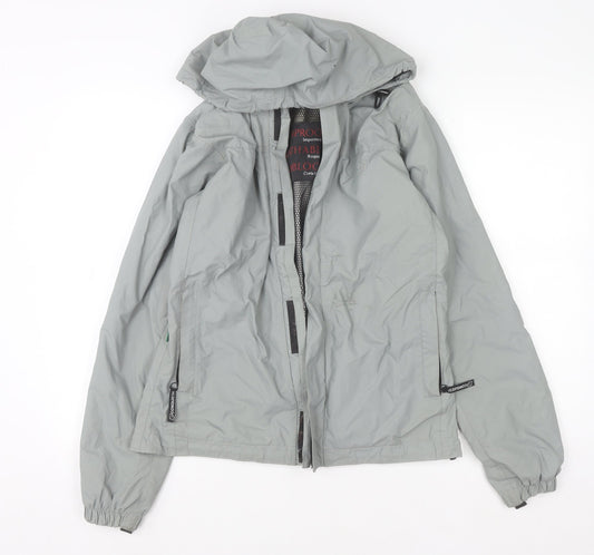 Conquista Boys Grey Hooded Waterproof Rain Coat Jacket S