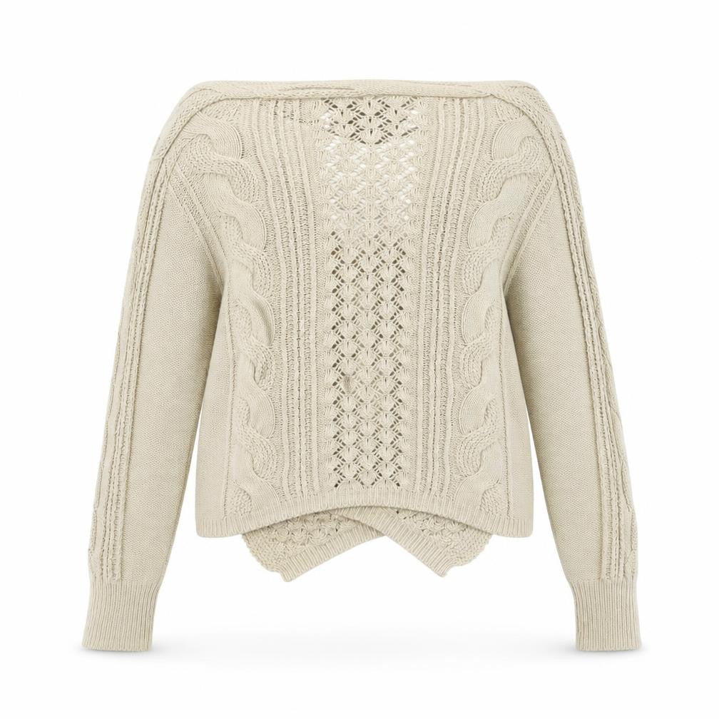 Great Plains Women Beige Cable Knit Wrap Jumper L