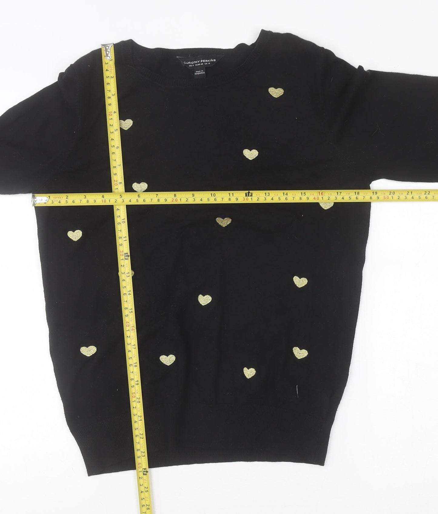 Dorothy Perkins Women’s Black Heart Pullover Jumper Size 12