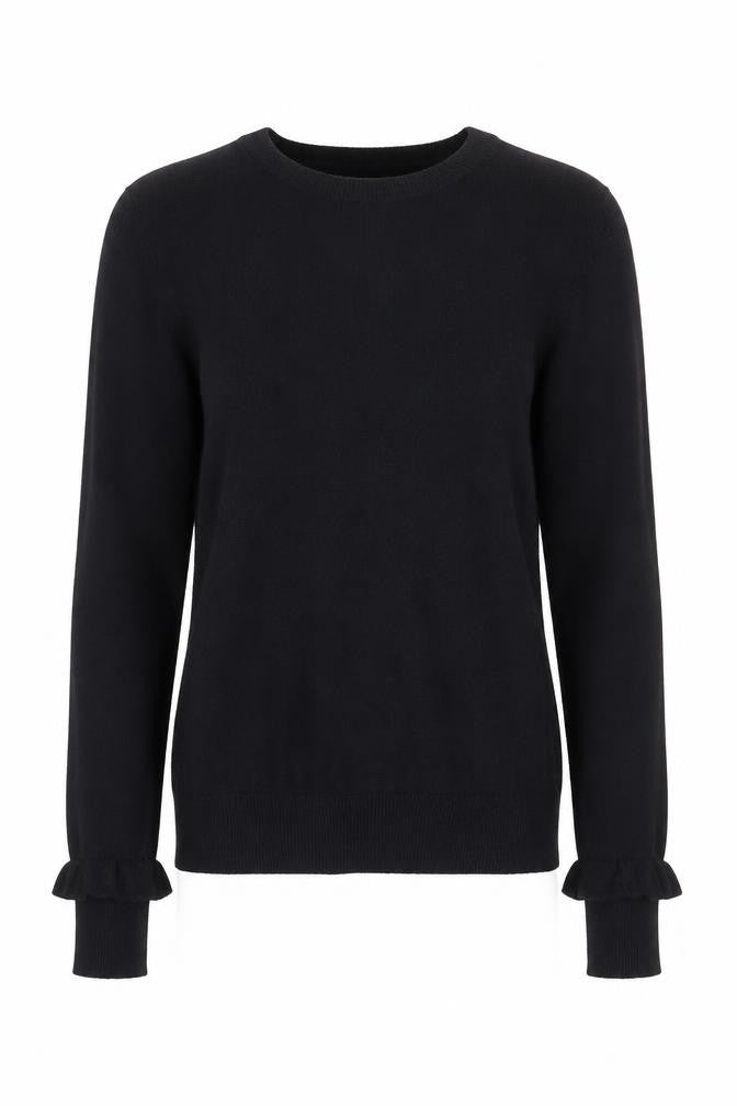 Zara Women Black Crew Neck Knit Pullover Jumper Size 8