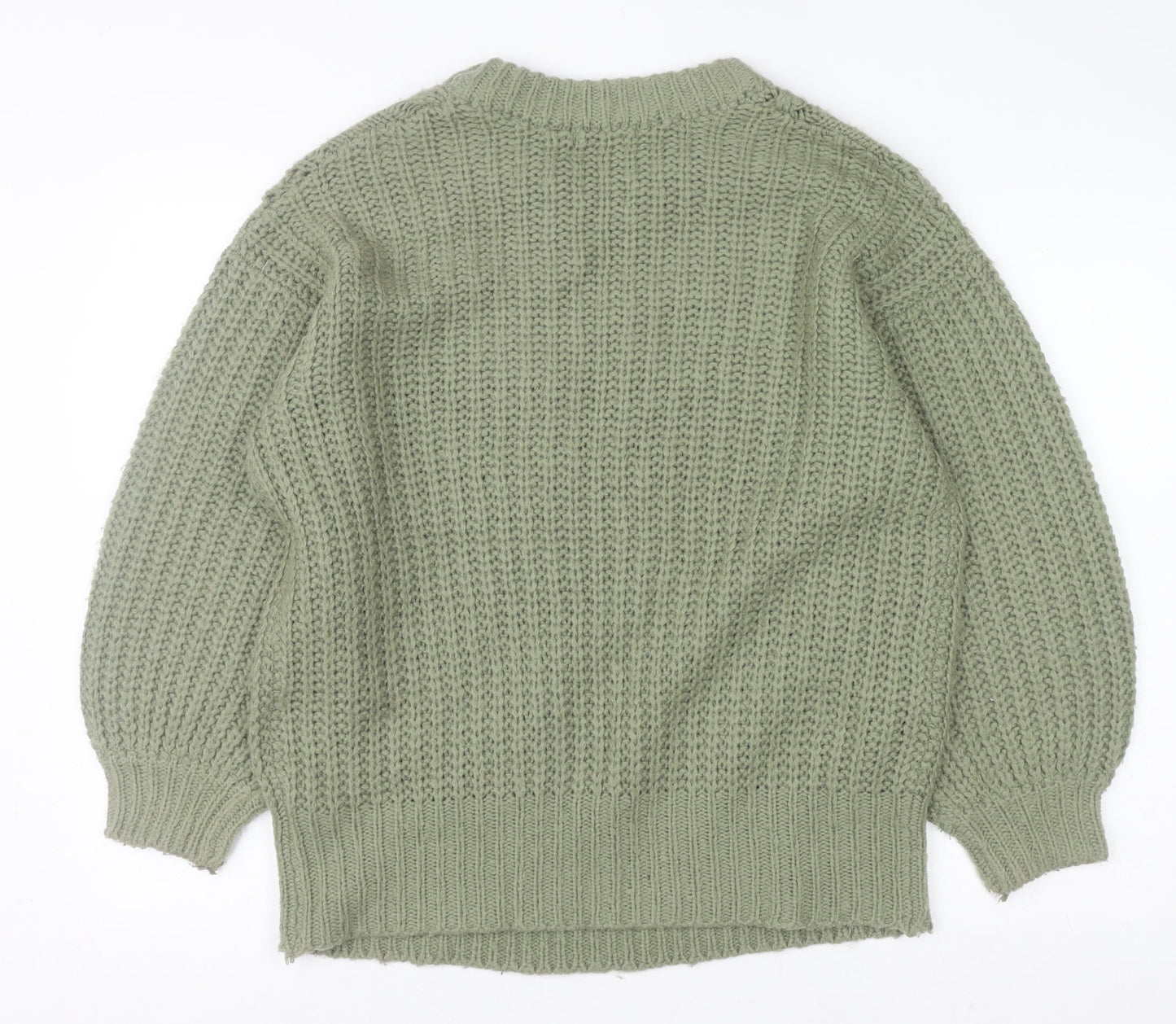Brave Soul Women's Green Cable Knit Crew Neck Jumper Size S