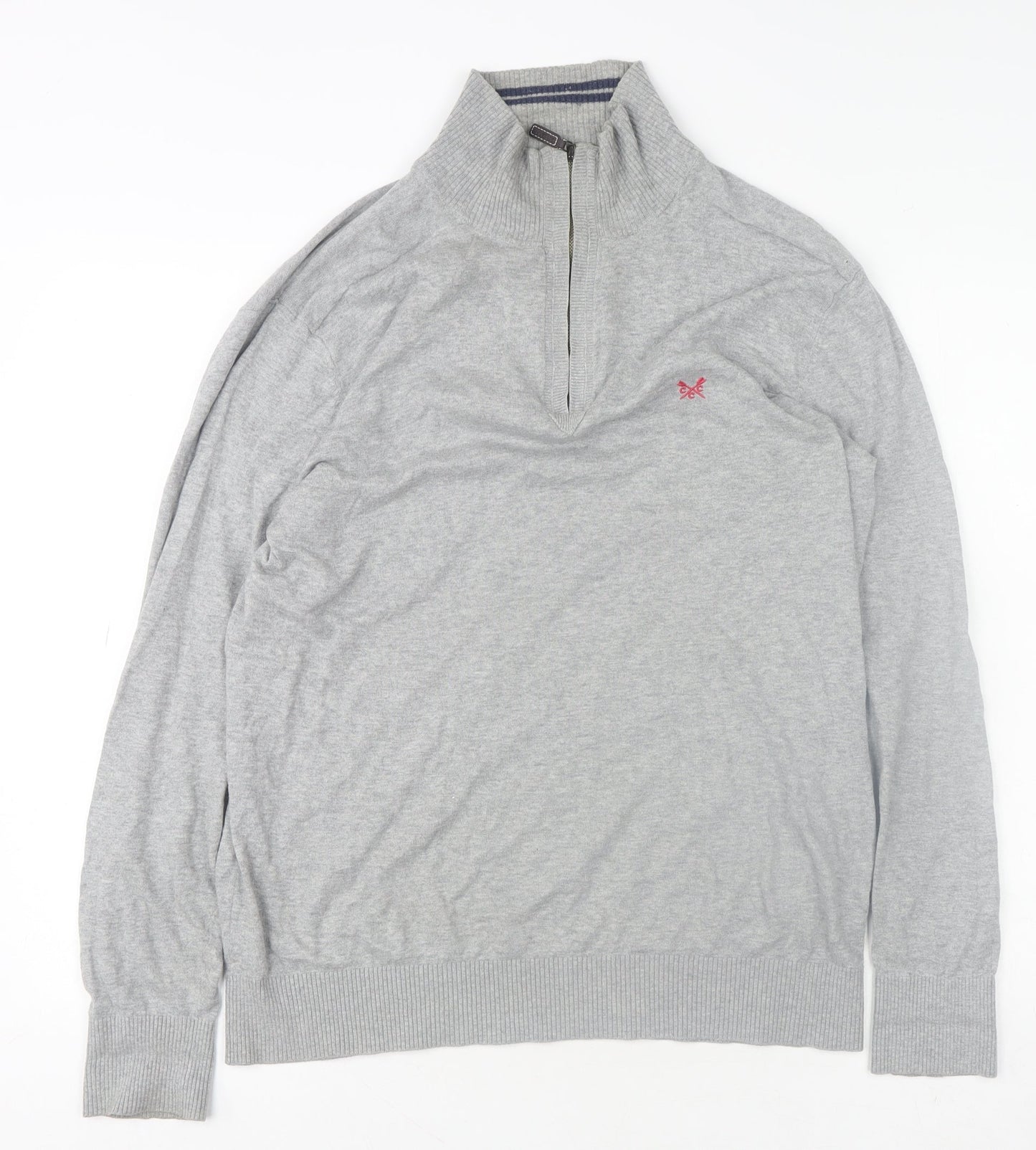 Crew Clothing Co. Men's Grey 1/2 Zip High Neck Sweatshirt Size M