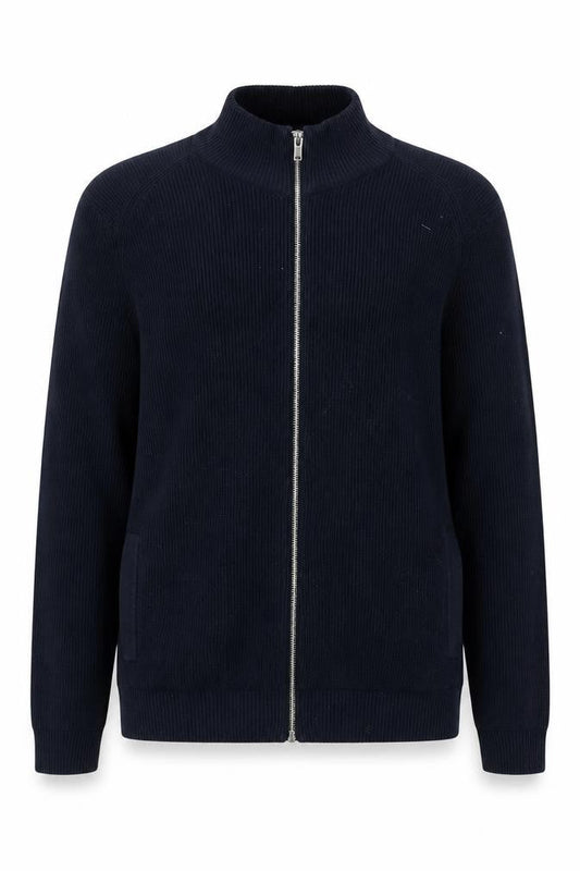 Marks & Spencer Men's Blue Cotton Blend Full Zip Knit Sweatshirt L