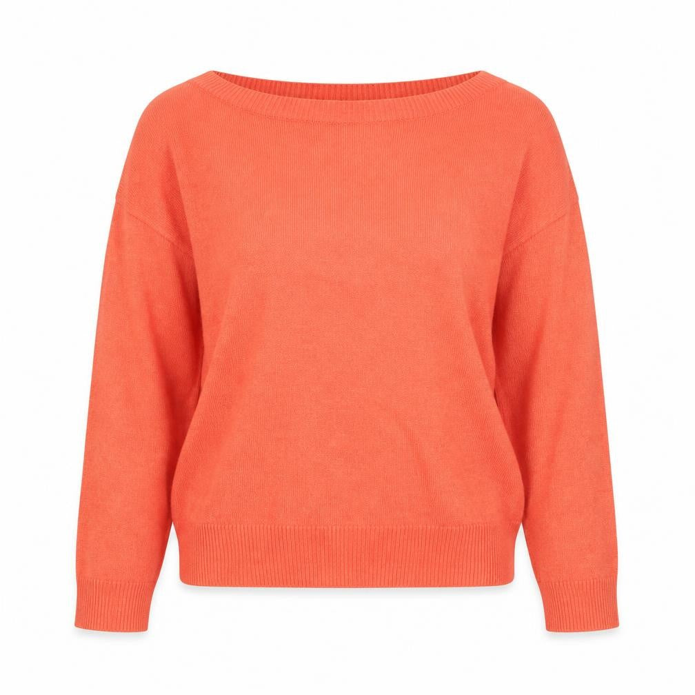 ICHI Women's Orange Crew Neck Knit Jumper Size S