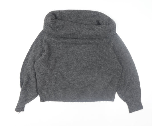 H&M Women's Grey Cowl Neck Long Sleeve Pullover Jumper Size 12