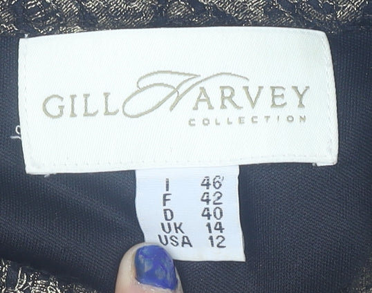 Gill Harvey Collection Women's Gold Lace Ruched Sheath Dress Size 14