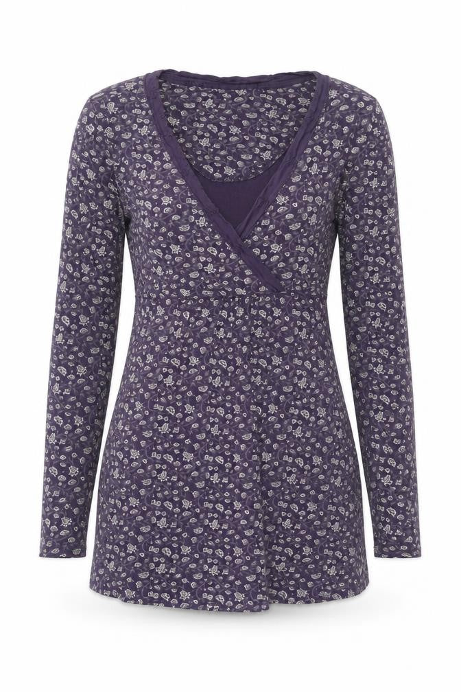 FatFace Womens Purple Floral Wrap Blouse Size 8 Long Sleeve V-Neck