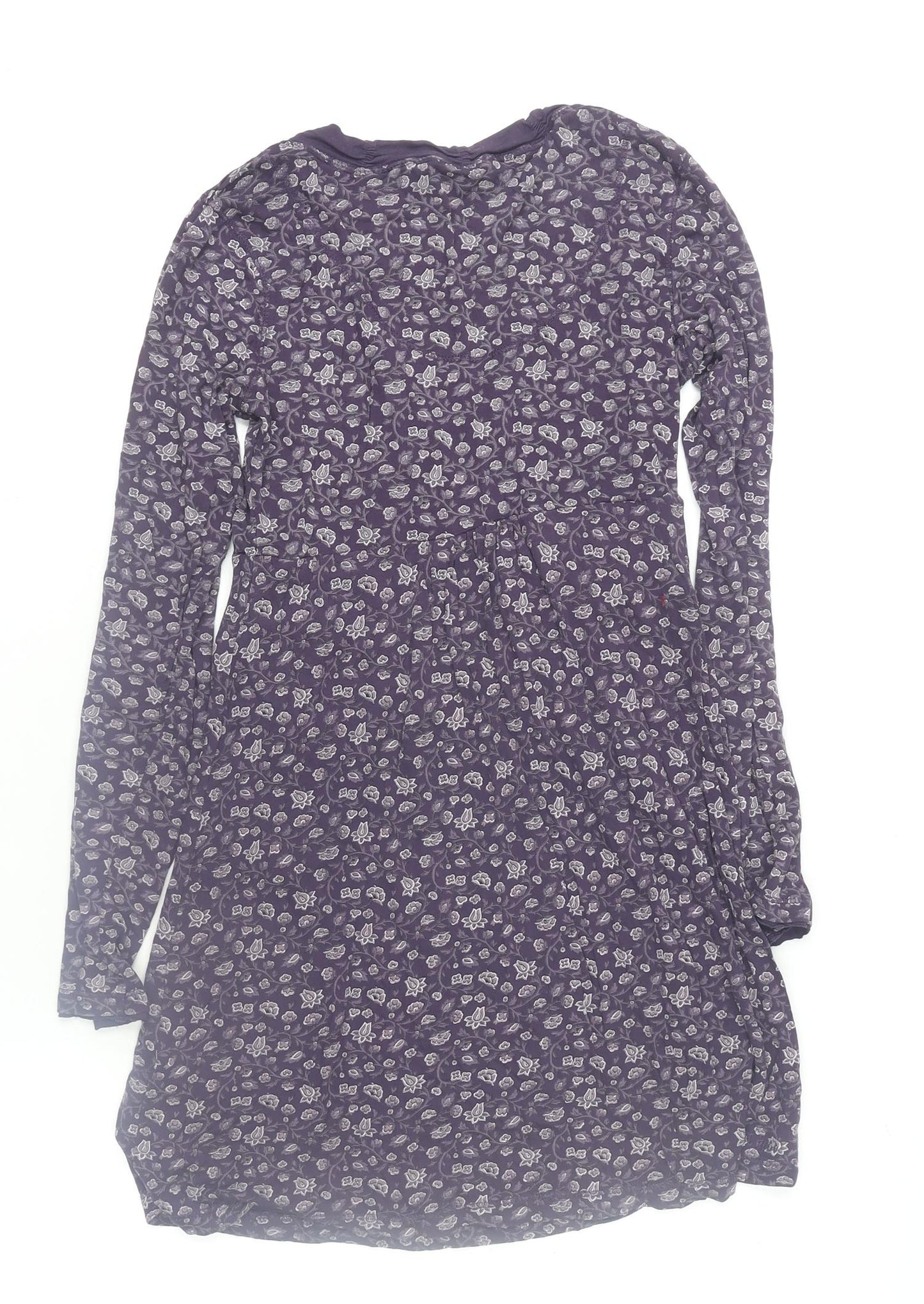 Fat Face Womens Purple Floral Wrap Blouse Size 8 Long Sleeve V-Neck