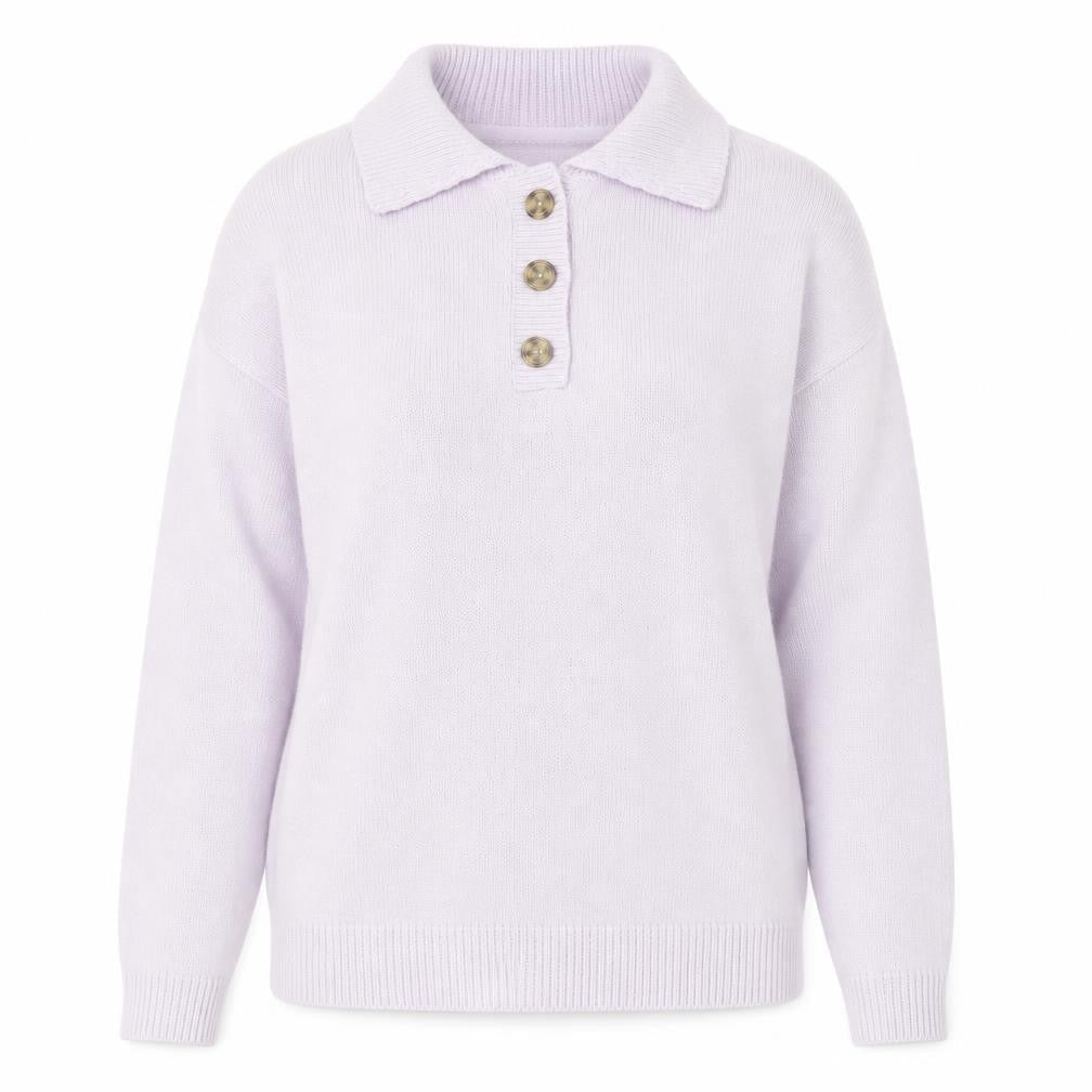 Long Tall Sally Women's Purple Collared Henley Knit Jumper Size 8-10 Tall