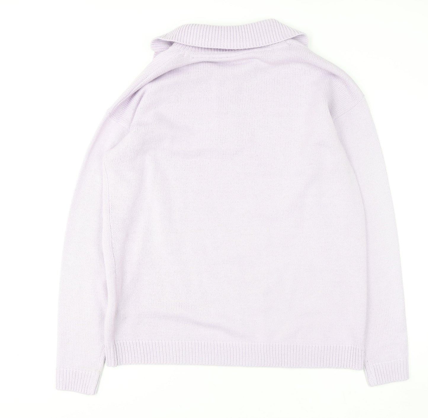Long Tall Sally Women's Purple Collared Henley Knit Jumper Size 8-10 Tall