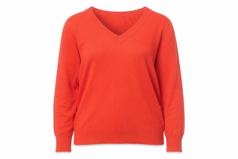 JD Williams Women's Red V-Neck Long Sleeve Pullover Jumper UK 16