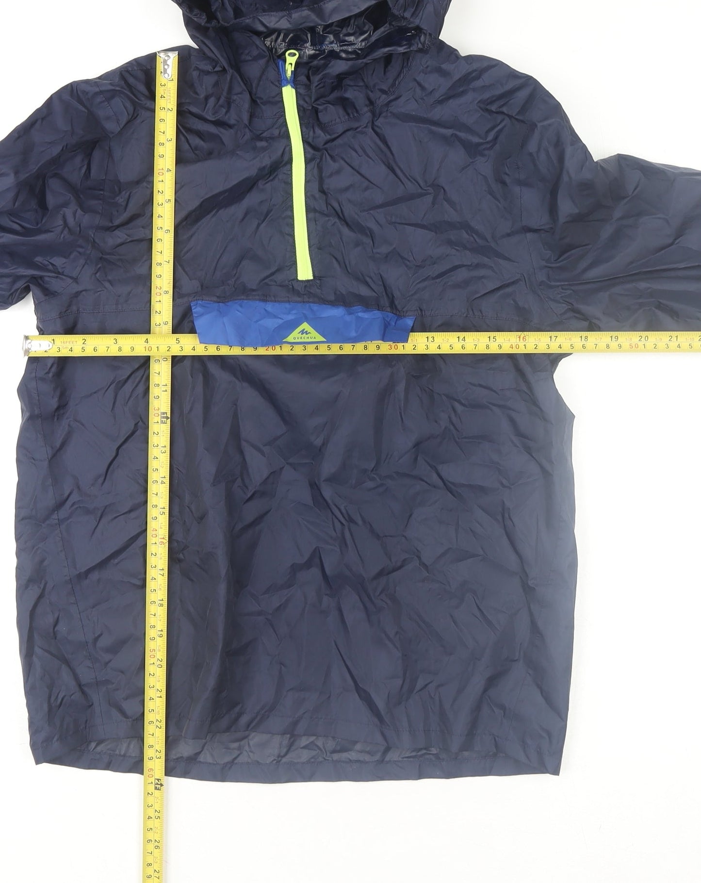 Decathlon Boys Blue Hooded Anorak Jacket 12 Years Lightweight Windproof
