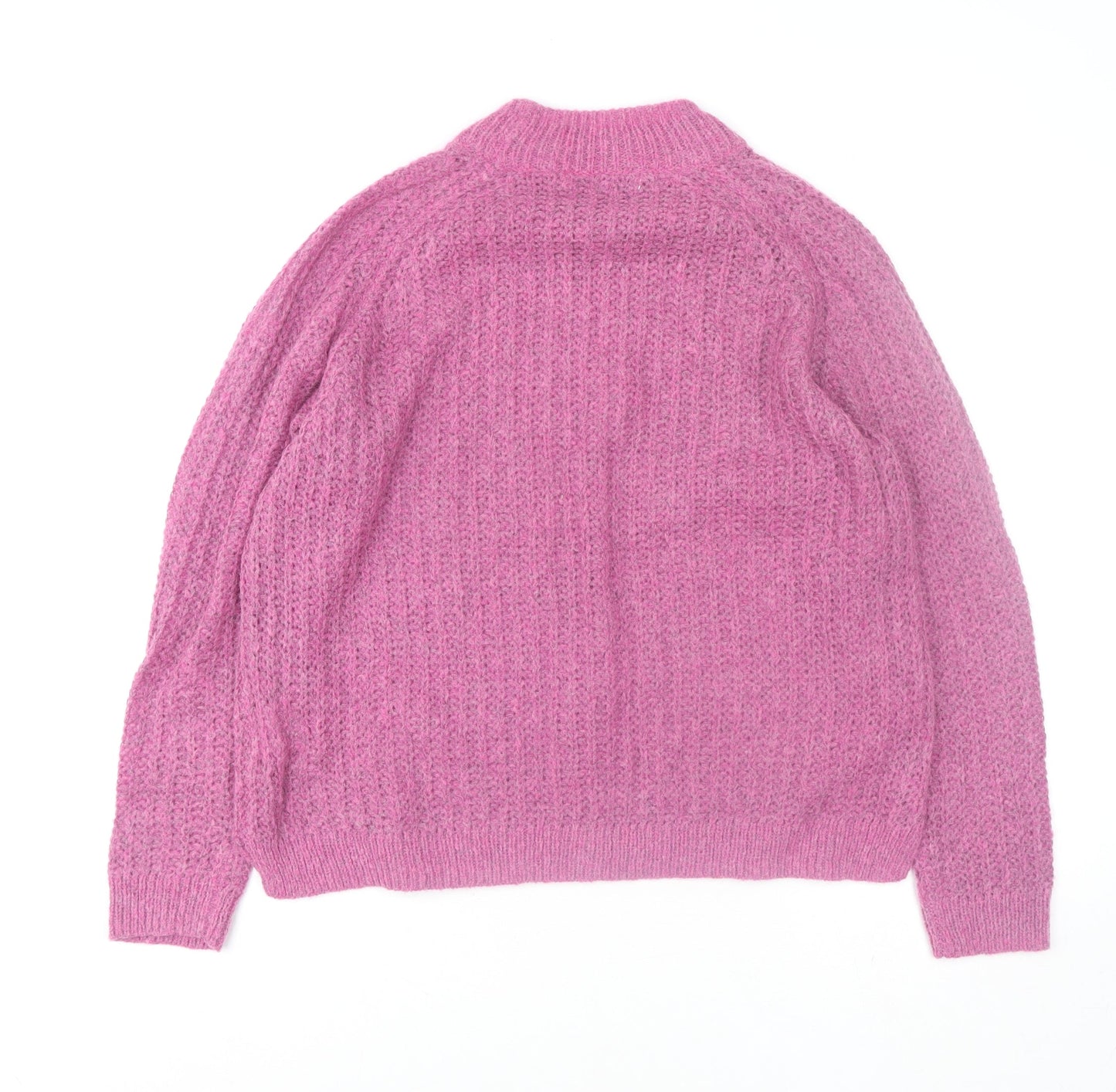 Country Casuals Women’s Pink Cable Knit Mohair Blend Mock Neck Jumper L