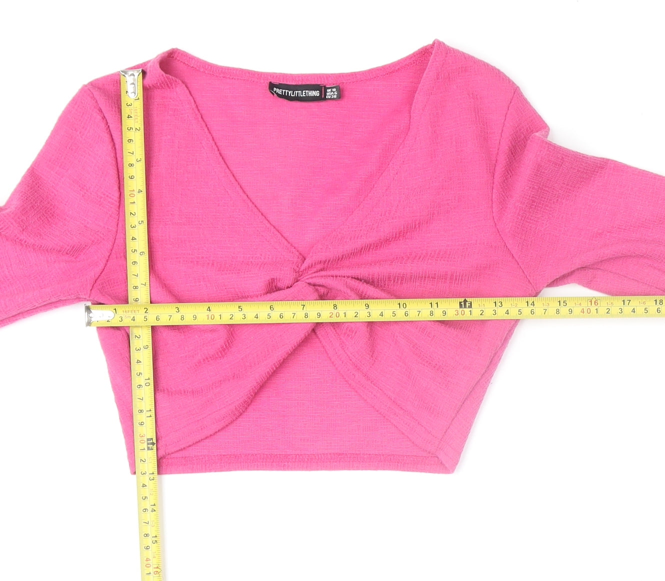 PrettyLittleThing Women’s Pink Long Sleeve Knotted Skirt Set UK 8