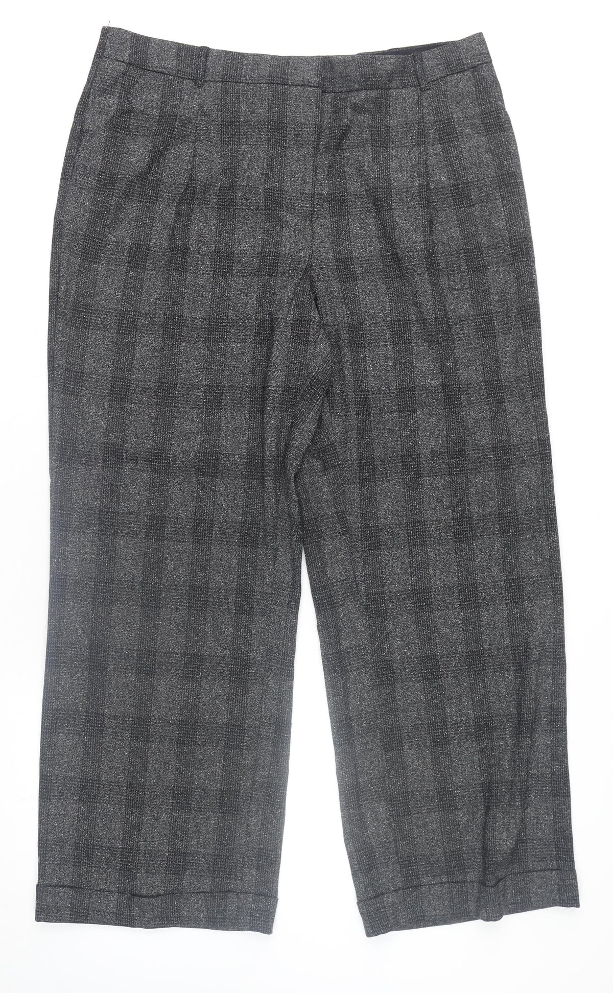 Next Women’s Grey Check Pleated Belted Dress Pants Size 18
