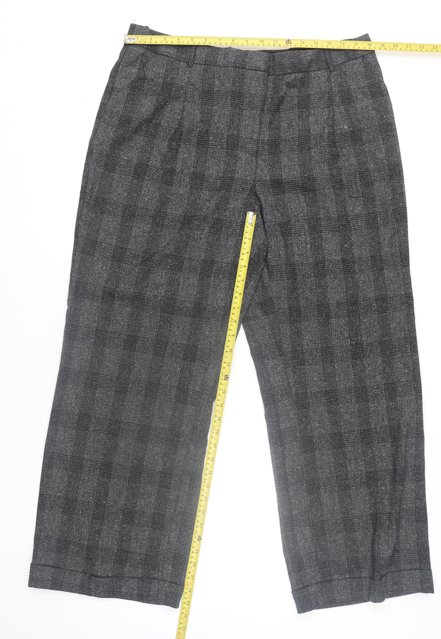 Next Women’s Grey Check Pleated Belted Dress Pants Size 18