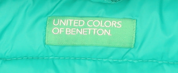 United Colors of Benetton Boys Green 8-9 Years Hooded Puffer Jacket