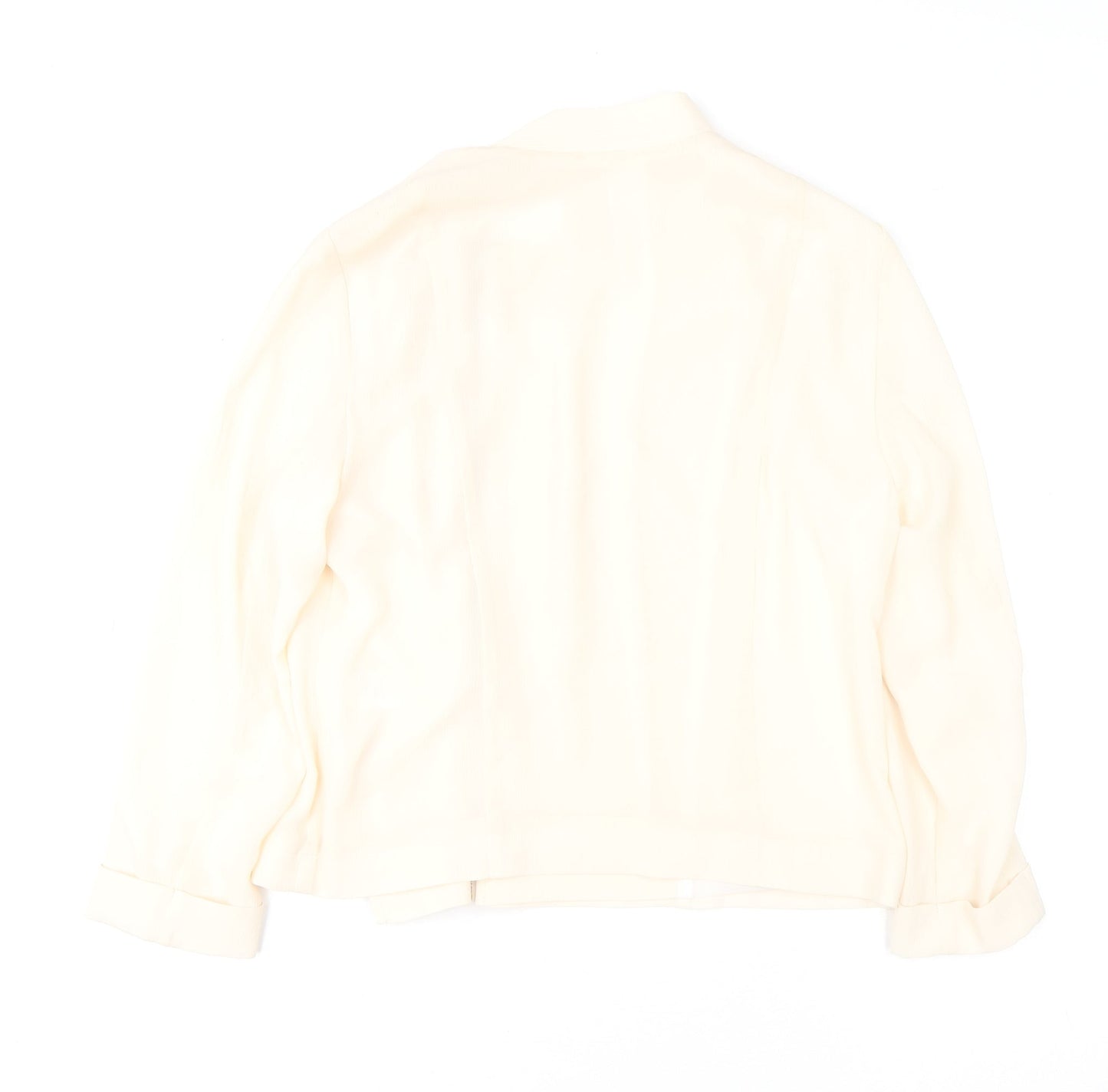 River Island Women Ivory Zip Blouse Size 12 Classic Polyester Long Sleeve