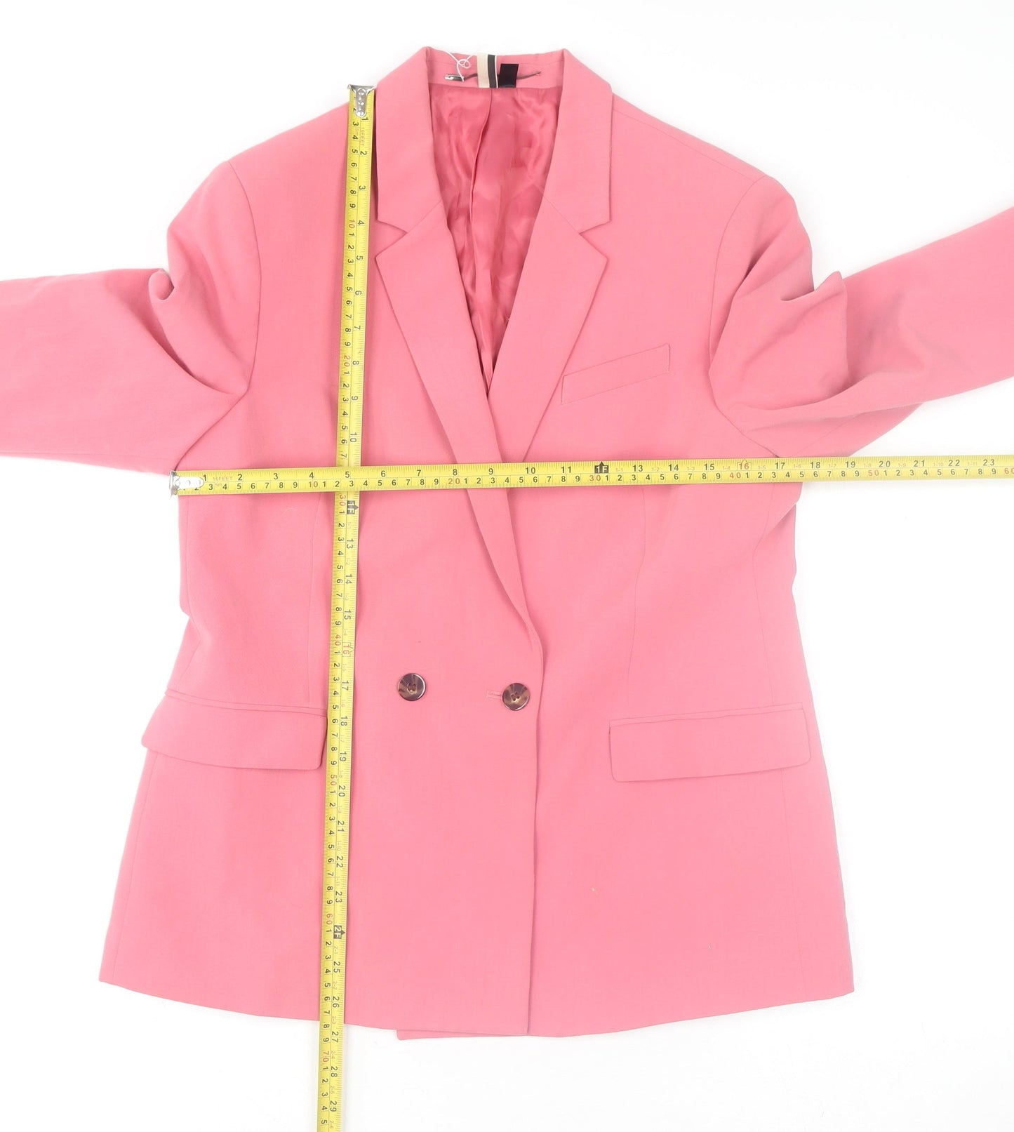 Topshop Women Pink Double-Breasted Blazer Jacket UK 12 Regular Fit