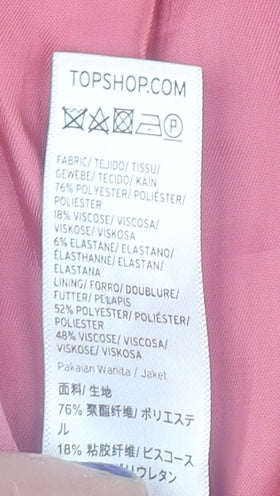 Topshop Women Pink Double-Breasted Blazer Jacket UK 12 Regular Fit