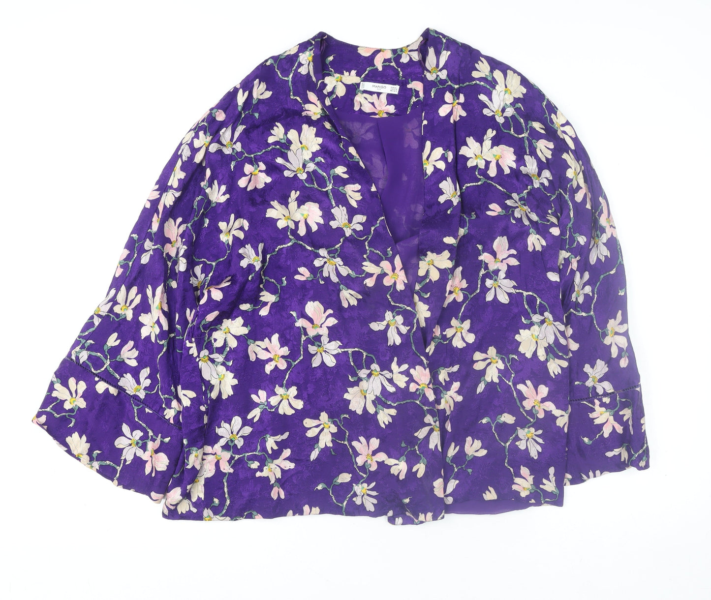 Mango Women’s Purple Floral Kimono Style Blouse Size 14