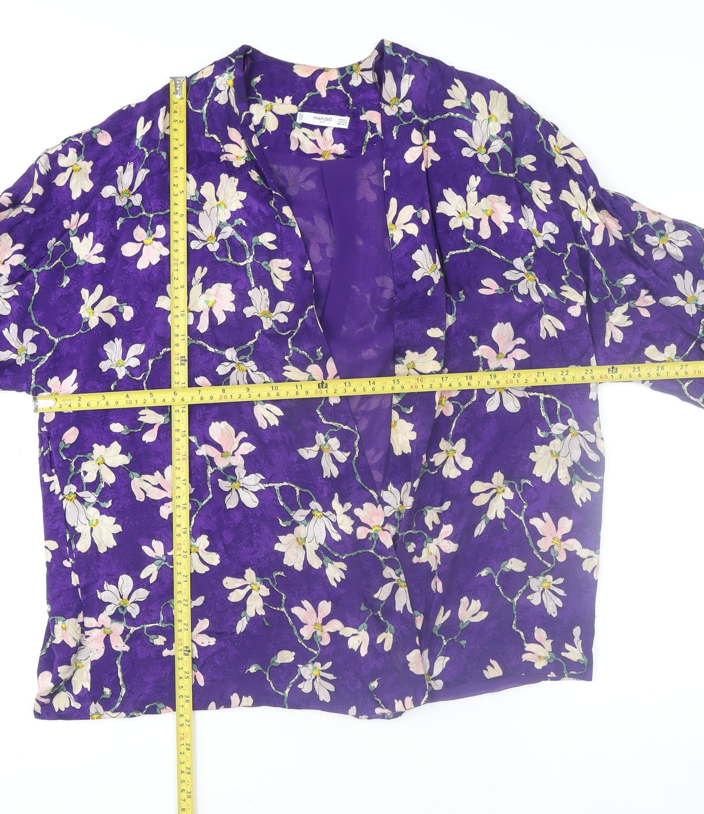 Mango Women’s Purple Floral Kimono Style Blouse Size 14