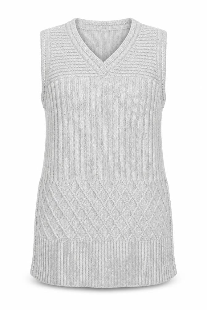Adrienne Vittadini Womens Grey Wool Knit Sleeveless Tunic Tank Top XL