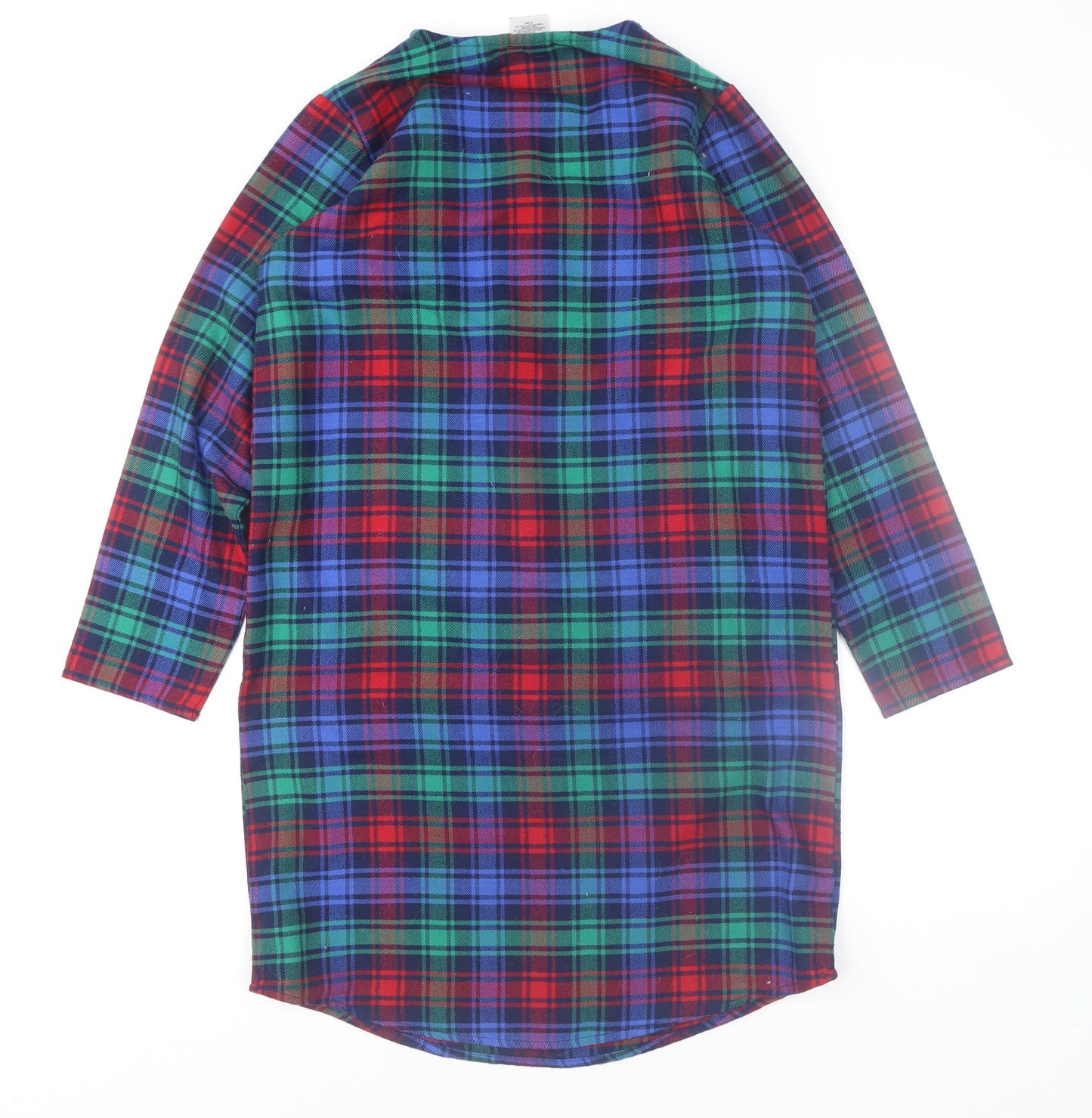 Lands' End Women's Red Blue Green Check Long Sleeve Tunic Size 12