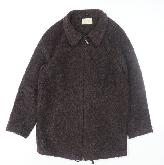 Sasha Women Brown Mohair Blend Mid-Length Zip Coat Size 12