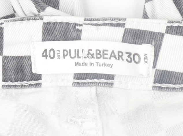 Pull&Bear Womens Black White Check Skinny Jeans Size 12