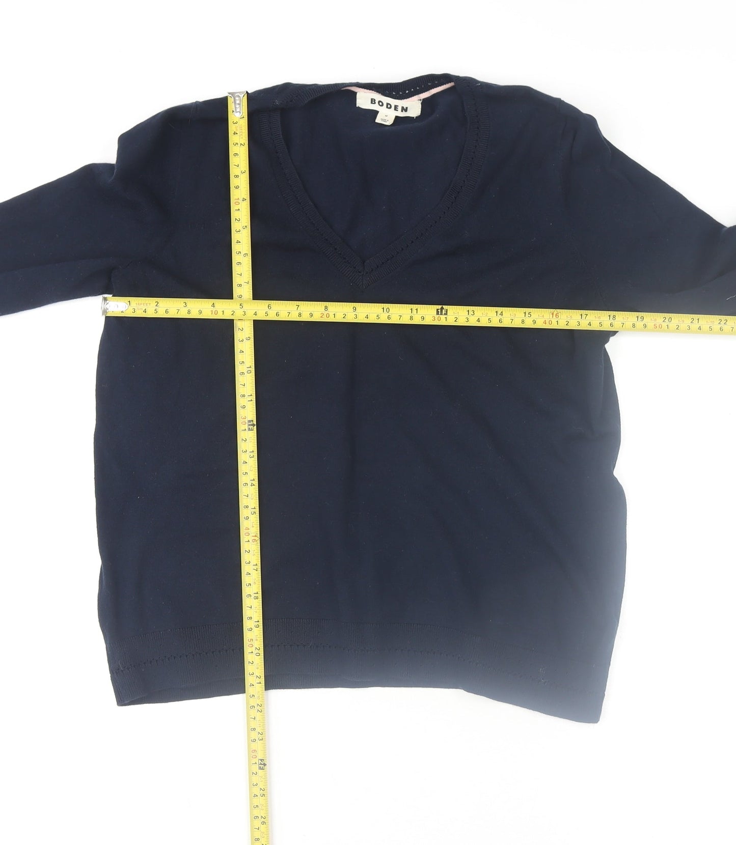 Boden Women's Blue V-Neck Cotton Knit Jumper Size M