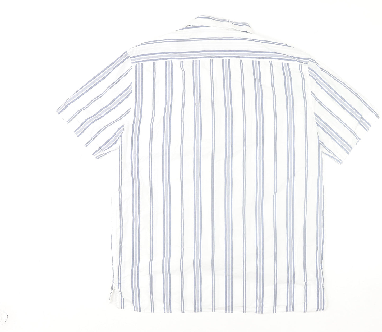 Marks and Spencer Men’s White Striped Cotton Short Sleeve Shirt Size M